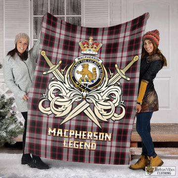 MacPherson Tartan Blanket with Clan Crest and the Golden Sword of Courageous Legacy