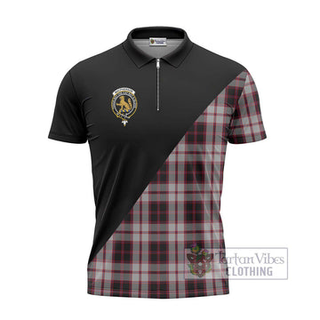 MacPherson (McPherson) Tartan Zipper Polo Shirt with Family Crest and Military Logo Style
