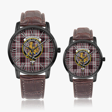 MacPherson Tartan Family Crest Leather Strap Quartz Watch
