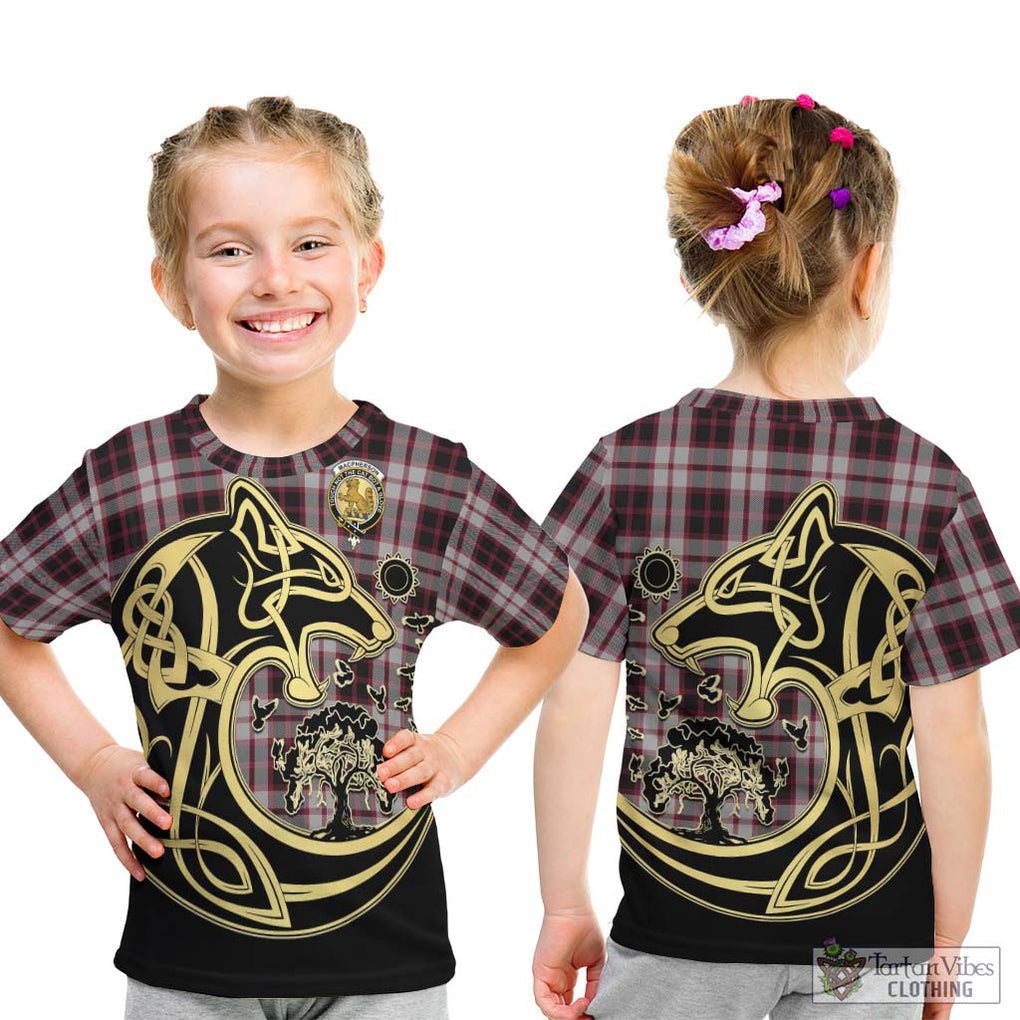 MacPherson (McPherson) Tartan Kid T-Shirt with Family Crest Celtic Wolf Style - Tartan Vibes Clothing