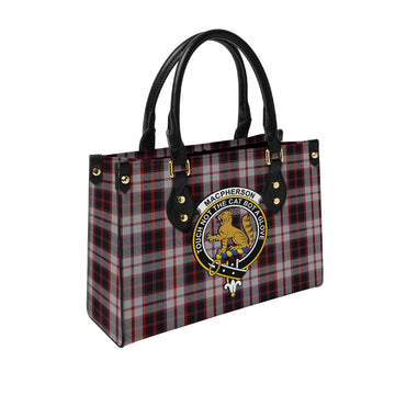 MacPherson Tartan Leather Bag with Family Crest