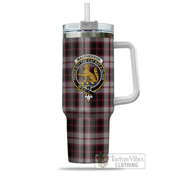Tartan Vibes Clothing MacPherson Tartan and Family Crest Tumbler with Handle