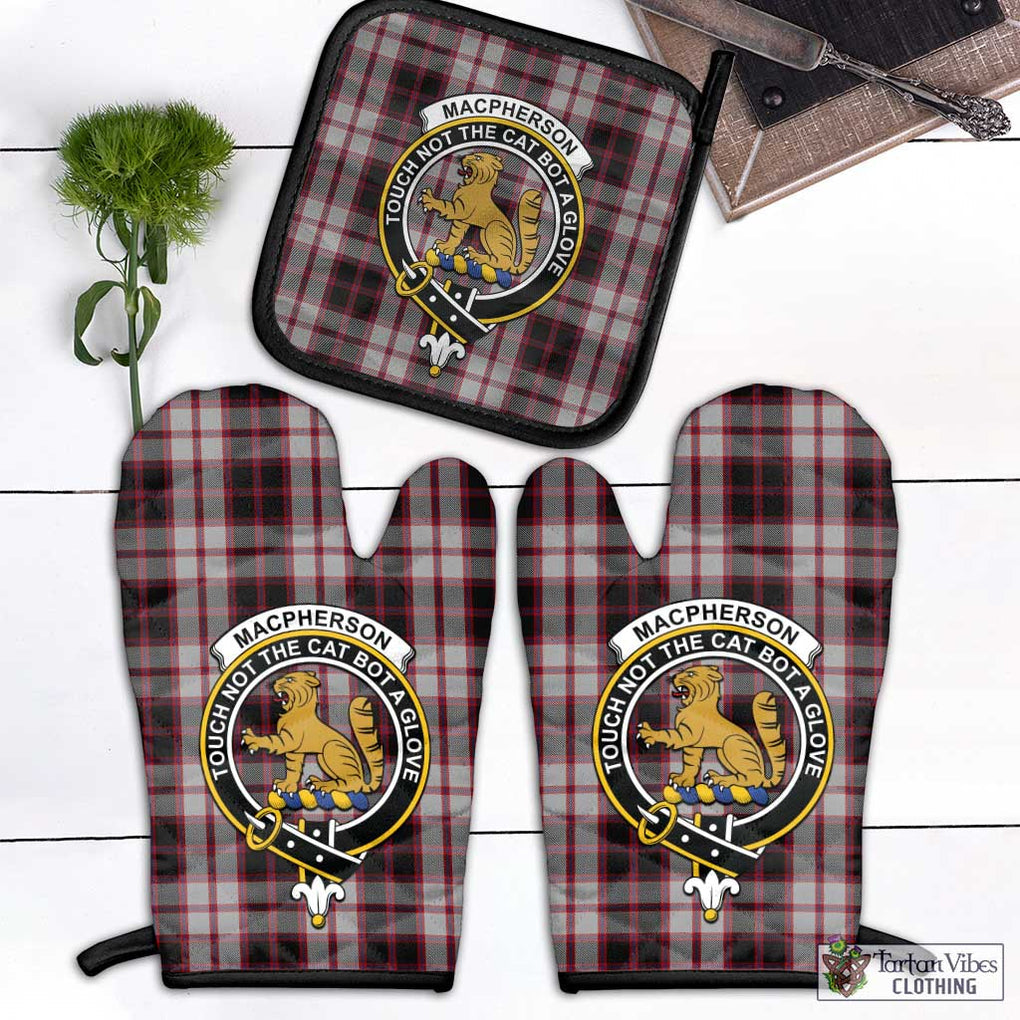 MacPherson (McPherson) Tartan Combo Oven Mitt & Pot-Holder with Family Crest Combo 1 Oven Mitt & 1 Pot-Holder Black - Tartan Vibes Clothing