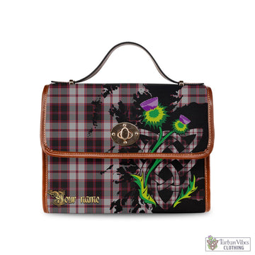 MacPherson Tartan Waterproof Canvas Bag with Scotland Map and Thistle Celtic Accents