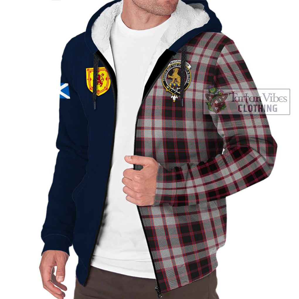Tartan Vibes Clothing MacPherson Tartan Sherpa Hoodie with Scottish Lion Royal Arm Half Style