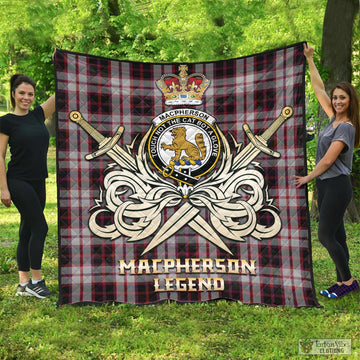MacPherson Tartan Quilt with Clan Crest and the Golden Sword of Courageous Legacy