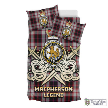 MacPherson Tartan Bedding Set with Clan Crest and the Golden Sword of Courageous Legacy