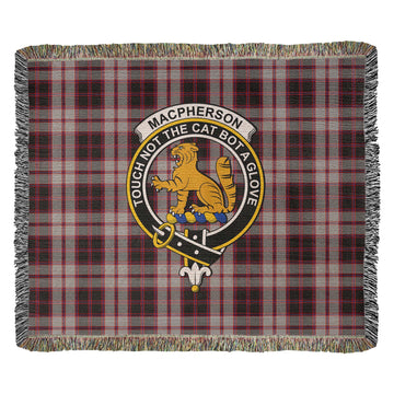 MacPherson Tartan Woven Blanket with Family Crest