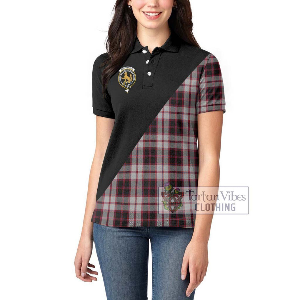 MacPherson (McPherson) Tartan Women's Polo Shirt with Family Crest and Military Logo Style - Tartanvibesclothing Shop