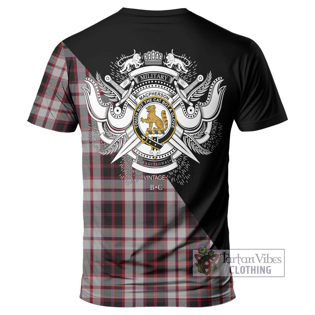 MacPherson (McPherson) Tartan T-Shirt with Family Crest and Military Logo Style - Tartanvibesclothing Shop