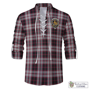 MacPherson Tartan Men's Scottish Traditional Jacobite Ghillie Kilt Shirt with Family Crest