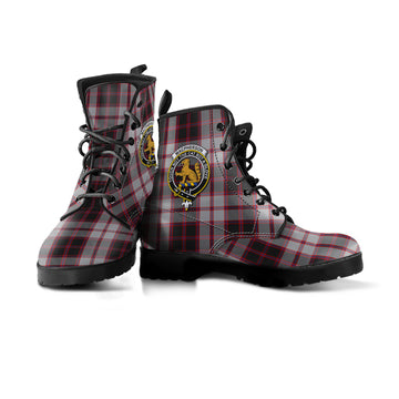 MacPherson Tartan Leather Boots with Family Crest