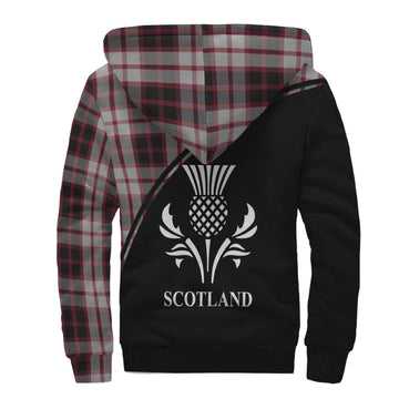 MacPherson Tartan Sherpa Hoodie with Family Crest Curve Style