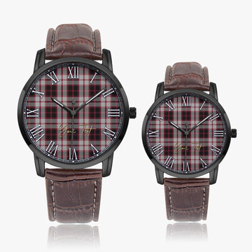 MacPherson (McPherson) Tartan Personalized Your Text Leather Trap Quartz Watch