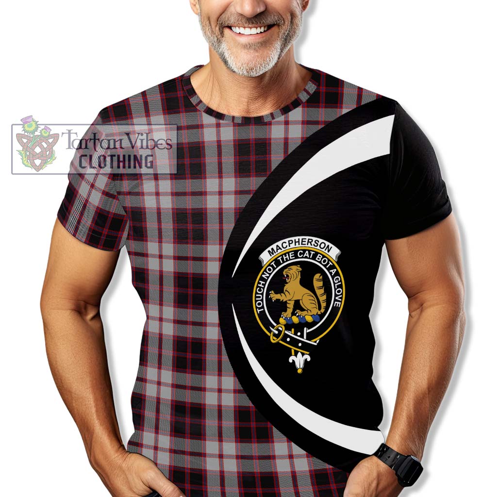 Tartan Vibes Clothing MacPherson Tartan T-Shirt with Family Crest Circle Style