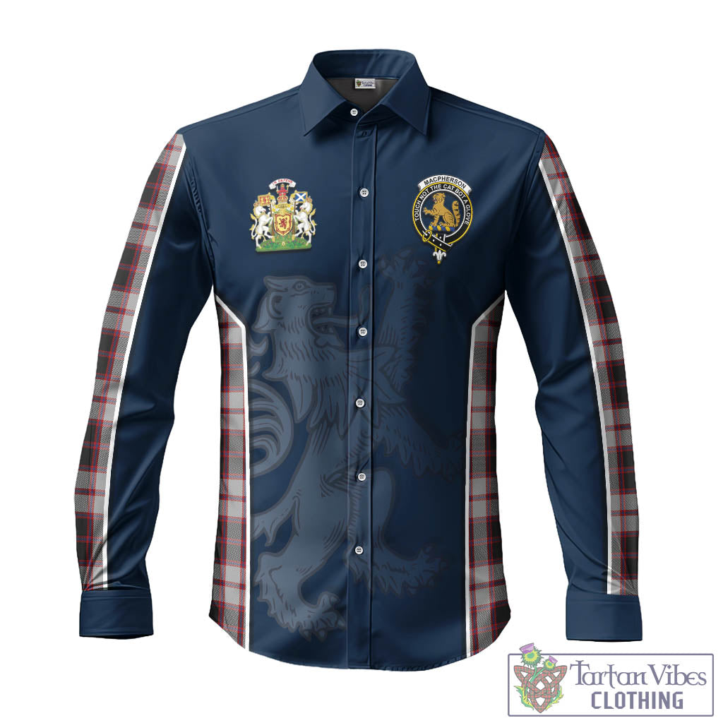 Tartan Vibes Clothing MacPherson Tartan Long Sleeve Button Up Shirt with Family Crest and Lion Rampant Vibes Sport Style