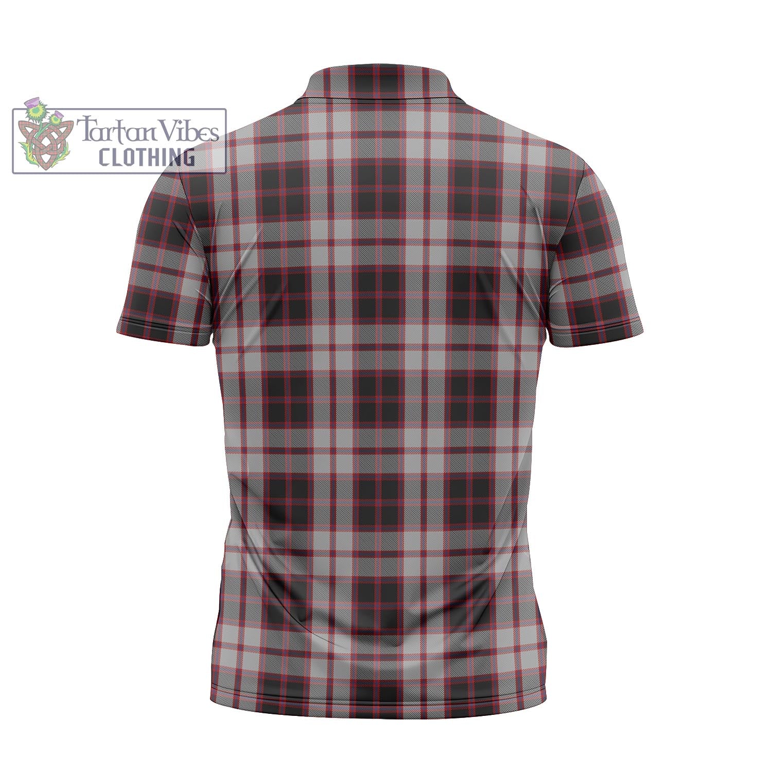 Tartan Vibes Clothing MacPherson Tartan Zipper Polo Shirt with Family Crest