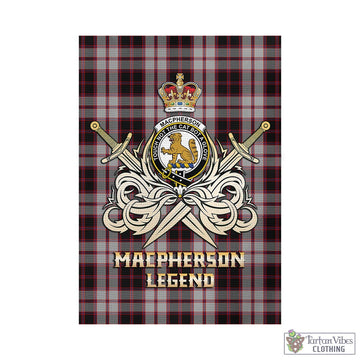 MacPherson (McPherson) Tartan Garden Flag with Clan Crest and the Golden Sword of Courageous Legacy