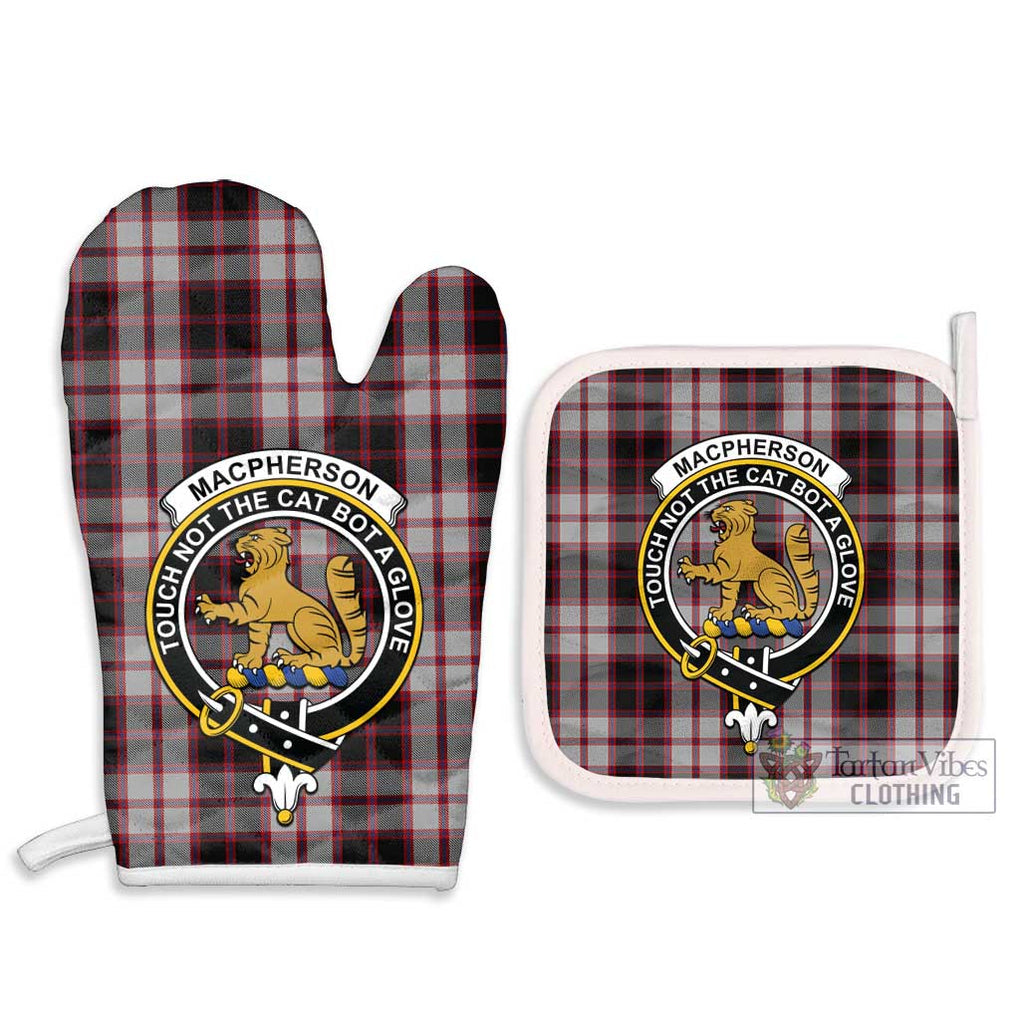 MacPherson (McPherson) Tartan Combo Oven Mitt & Pot-Holder with Family Crest Combo 1 Oven Mitt & 2 Pot-Holder White - Tartan Vibes Clothing