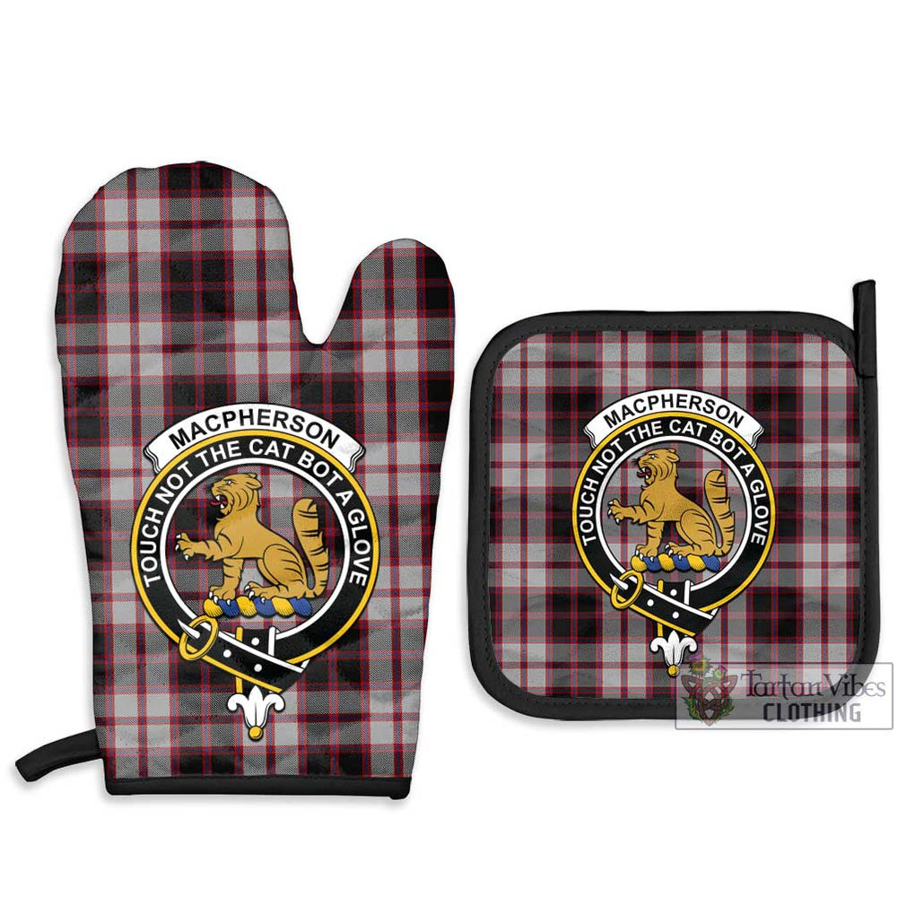 MacPherson (McPherson) Tartan Combo Oven Mitt & Pot-Holder with Family Crest Combo 1 Oven Mitt & 2 Pot-Holder Black - Tartan Vibes Clothing