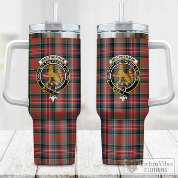 MacPherson Ancient Tartan and Family Crest Tumbler with Handle