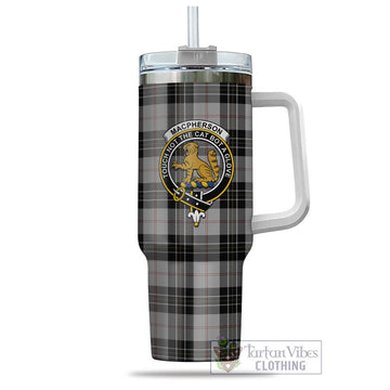 MacPherson Dress Tartan and Family Crest Tumbler with Handle