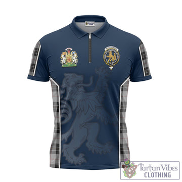 MacPherson Dress Tartan Zipper Polo Shirt with Family Crest and Lion Rampant Vibes Sport Style