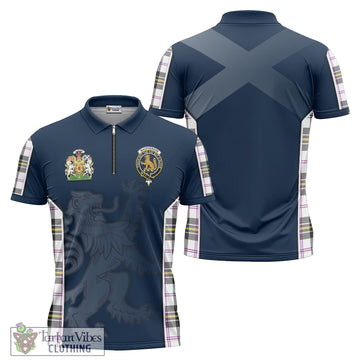 MacPherson Dress Modern Tartan Zipper Polo Shirt with Family Crest and Lion Rampant Vibes Sport Style
