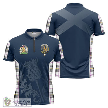 MacPherson Dress Modern Tartan Zipper Polo Shirt with Family Crest and Scottish Thistle Vibes Sport Style