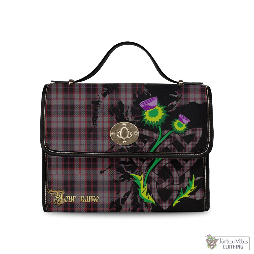 Tartan Vibes Clothing MacPherson Hunting Tartan Waterproof Canvas Bag with Scotland Map and Thistle Celtic Accents