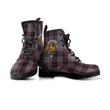MacPherson Hunting Tartan Leather Boots with Family Crest