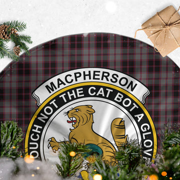 MacPherson Hunting Tartan Christmas Tree Skirt with Family Crest