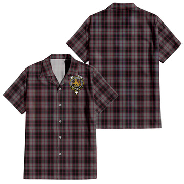 MacPherson Hunting Tartan Short Sleeve Button Down Shirt with Family Crest