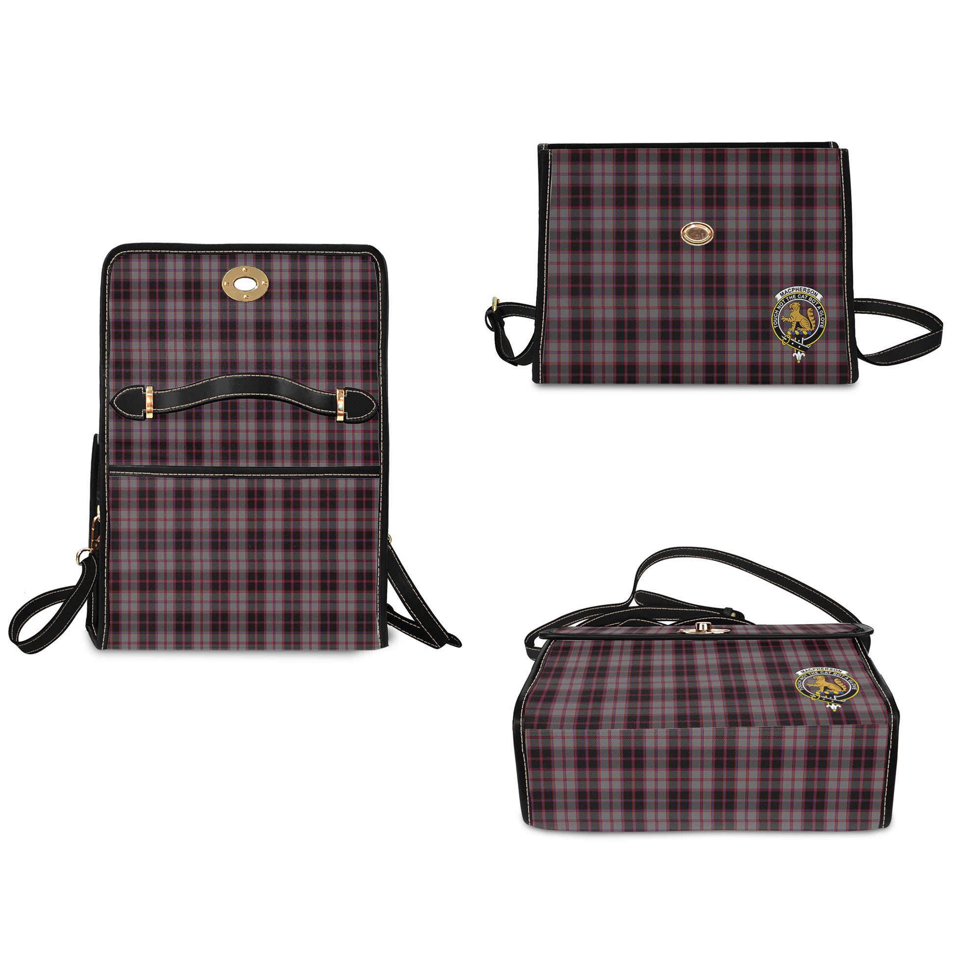 macpherson-hunting-tartan-leather-strap-waterproof-canvas-bag-with-family-crest