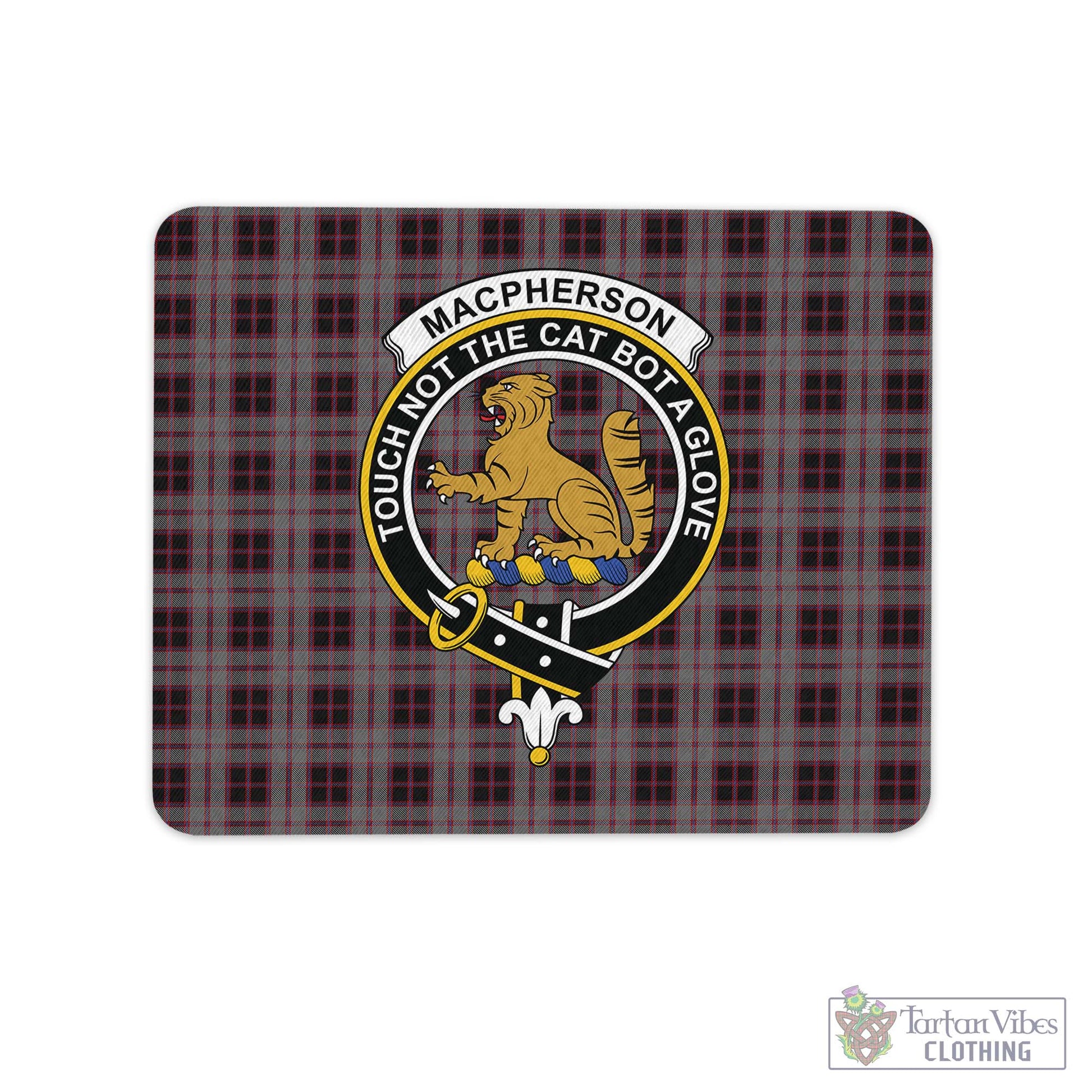 Tartan Vibes Clothing MacPherson Hunting Tartan Mouse Pad with Family Crest