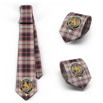 MacPherson Hunting Ancient Tartan Classic Necktie with Family Crest