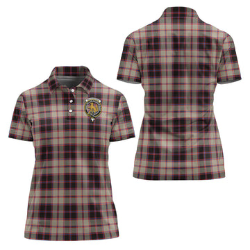 MacPherson Hunting Ancient Tartan Polo Shirt with Family Crest For Women