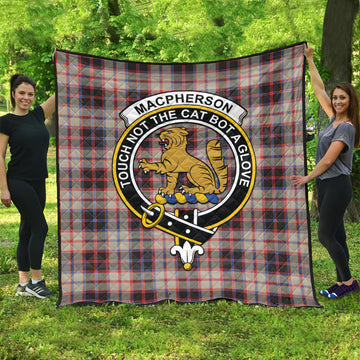 MacPherson Hunting Ancient Tartan Quilt with Family Crest