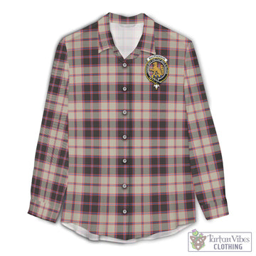 MacPherson Hunting Ancient Tartan Womens Casual Shirt with Family Crest