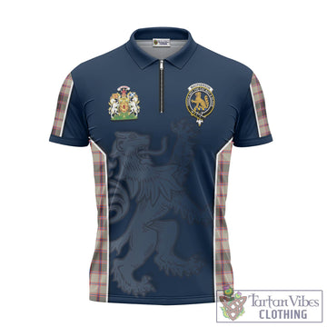 MacPherson Hunting Ancient Tartan Zipper Polo Shirt with Family Crest and Lion Rampant Vibes Sport Style