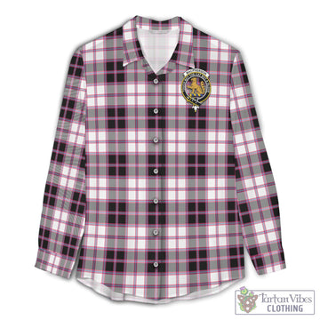 MacPherson Hunting Modern Tartan Womens Casual Shirt with Family Crest