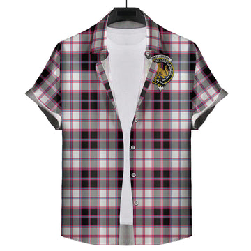 MacPherson Hunting Modern Tartan Short Sleeve Button Down Shirt with Family Crest