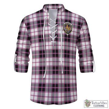 MacPherson Hunting Modern Tartan Men's Scottish Traditional Jacobite Ghillie Kilt Shirt with Family Crest