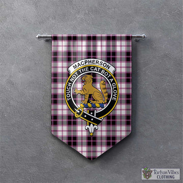 MacPherson Hunting Modern Tartan Gonfalon, Tartan Banner with Family Crest