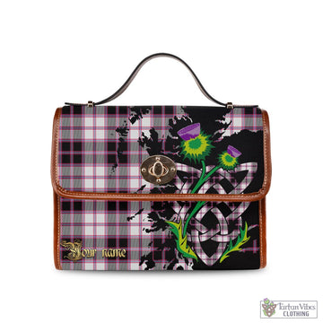 MacPherson Hunting Modern Tartan Waterproof Canvas Bag with Scotland Map and Thistle Celtic Accents