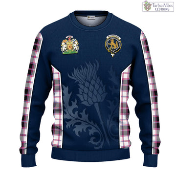 MacPherson Hunting Modern Tartan Knitted Sweatshirt with Family Crest and Scottish Thistle Vibes Sport Style