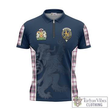 MacPherson Hunting Modern Tartan Zipper Polo Shirt with Family Crest and Lion Rampant Vibes Sport Style