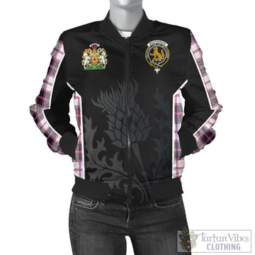MacPherson Hunting Modern Tartan Bomber Jacket with Family Crest and Scottish Thistle Vibes Sport Style
