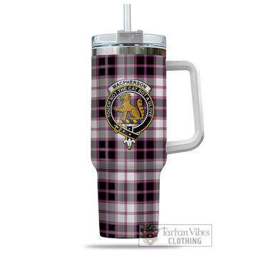 MacPherson Hunting Modern Tartan and Family Crest Tumbler with Handle