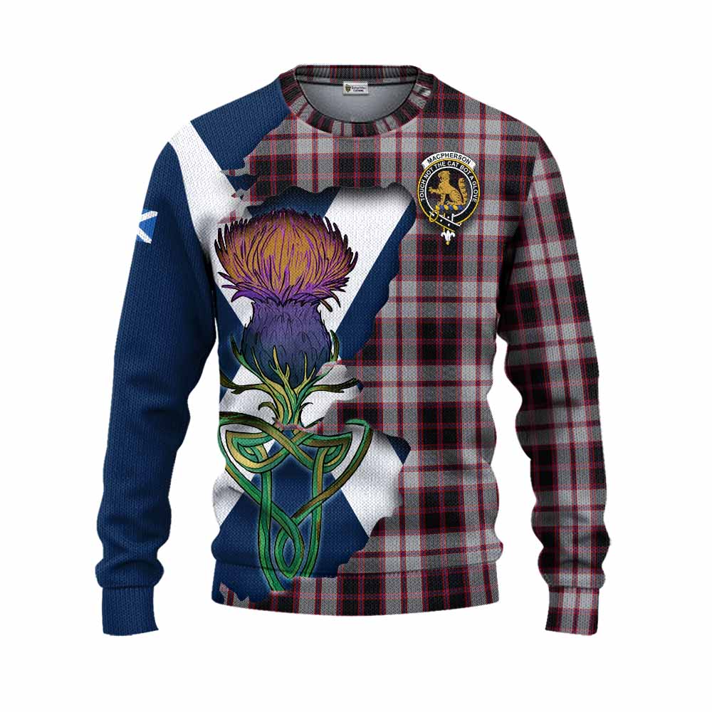 Tartan Vibes Clothing MacPherson (McPherson) Tartan Family Crest Knitted Sweater Scottish Thistle Celtic Inspired